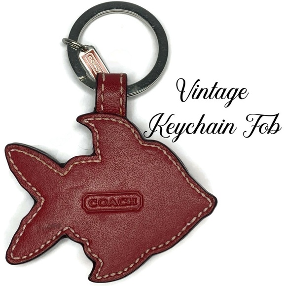 Coach Vintage Red Gold Fish Koi Keychain Fob Rare - Picture 2 of 2